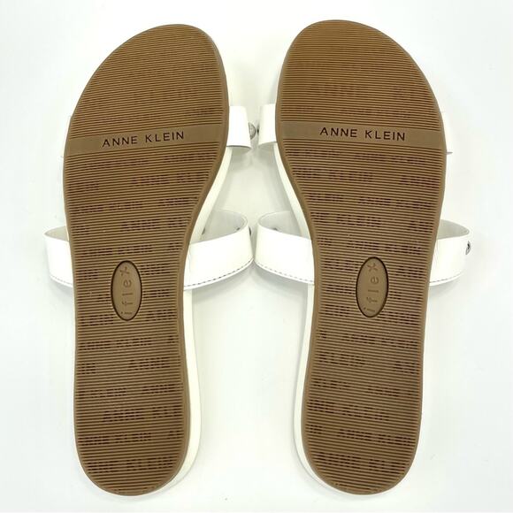 Anne Klein Iflex Ely Flat Slide Sandal Size 8.5 White Faux Leather Cushioned - Picture 8 of 16